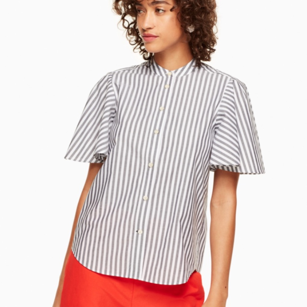 Stripe flutter sleeve top